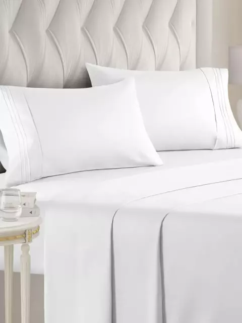 Queen Size 4 Piece Sheet Set - Comfy Breathable & Cooling Sheets - Hotel Luxury