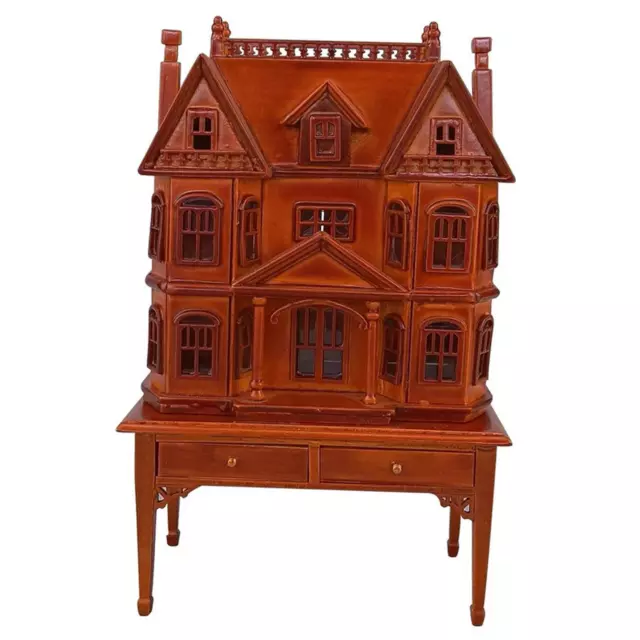 Dollhouse Miniature 1/12 Scale Villa Table Display Cabinet Wooden Girls 2