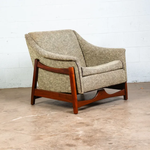 Mid Century Modern Sewing Chair Side Storage Teak Wood White