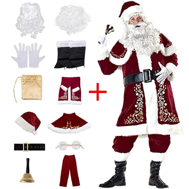 Weihnachtsmann Kostüm – Bart & Mütze, Für Erwachsene, Weiches Material, Perfekt Für Weihnachtsfeier & Fotos