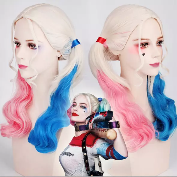 Girl Kids Cosplay Wig Costume Harley Quinn Suicide Squad Halloween Fancy Dress