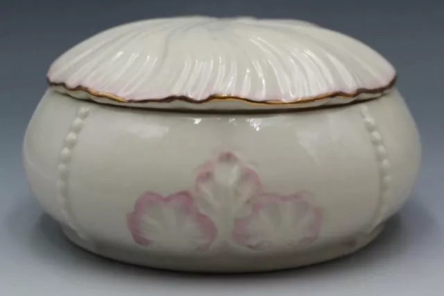 NEW Belleek Irish Porcelain Pink Rossmore Millennium 2000 Trinket Box Bowl A-135