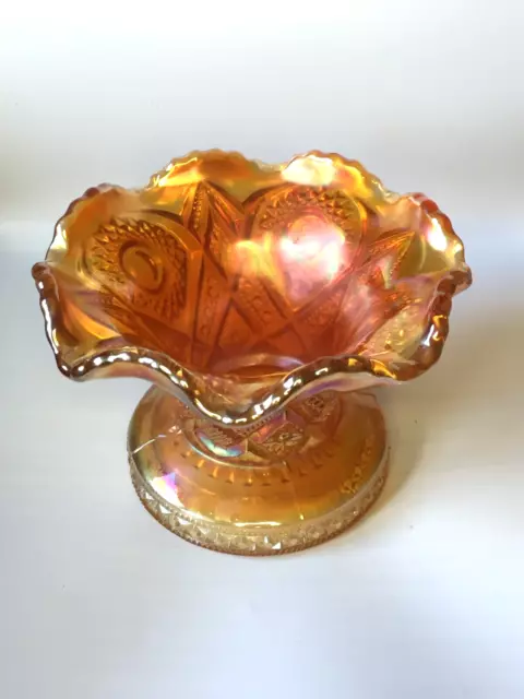 Carnival Glass Imperial  Marigold Punch Bowl Hobstar & Arches Base Coppa A