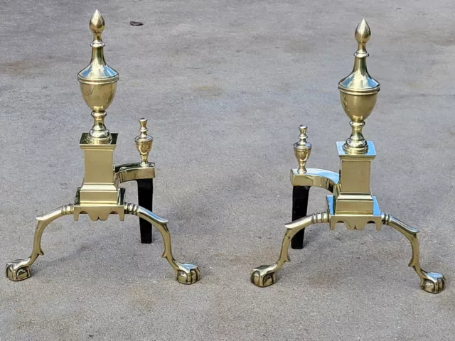 PAIR BRASS ANDIRONS by The Harvin Co. No. 1-L 18 1/4” Tall $175.00 -  PicClick