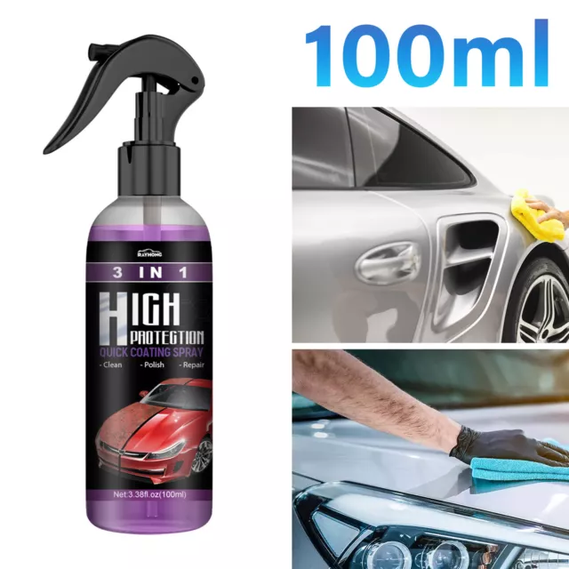 3 in 1 High Protection Ceramic Coating Nano Spray, Car Coating Wax  Polishing Spray, Plastic Refresher, Fast Fine Scratch Repair(2Pcs*100ml+2  Towel)