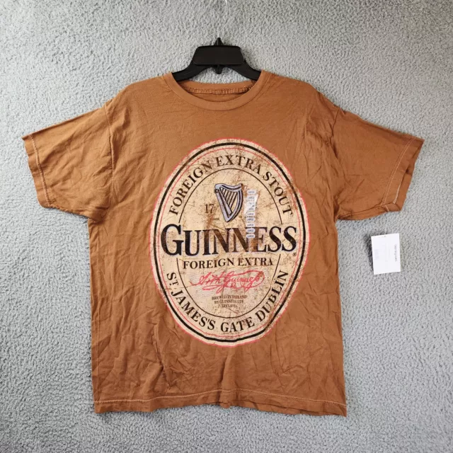 Philcos Foreign Extra Guinness Graphic Tee Men's L Brown Crew Neck Short Sleeve