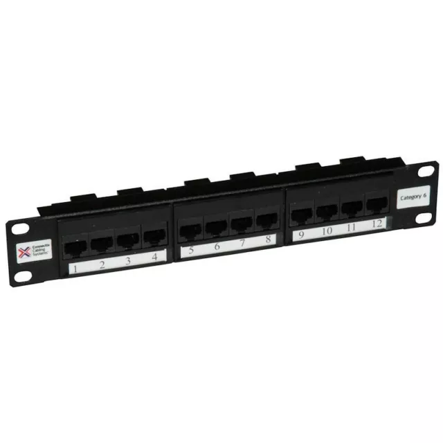 12 Way 10" SOHO Cat6 Patch Panel Networking Ethernet 1U Data Cabinet Comms