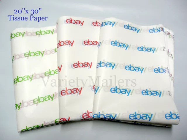 44 Large Sheets of eBay Branded Tissue Paper 20x30 ~ Red, Blue & Green Colors