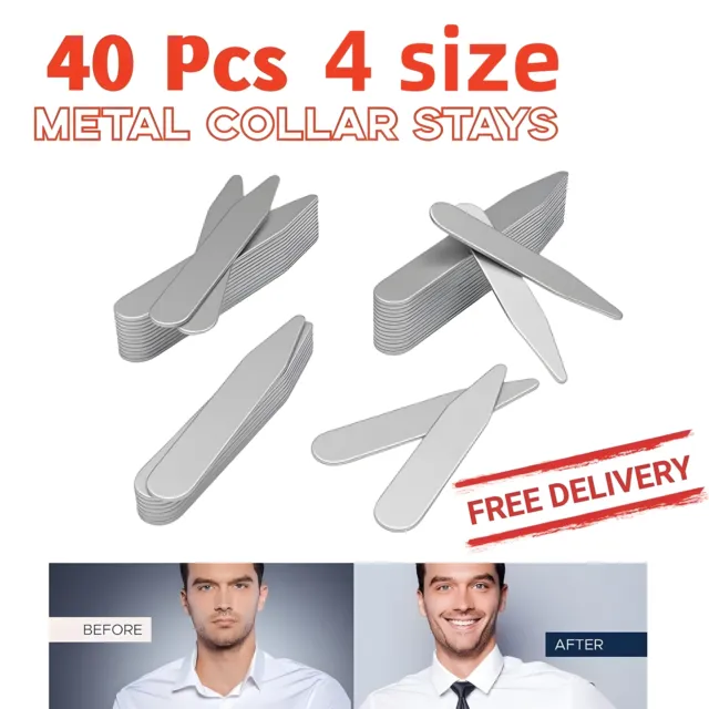 40X Metal Collar Stays Stiffeners 4 Sizes for Men's Dress Shirt Accessories AU