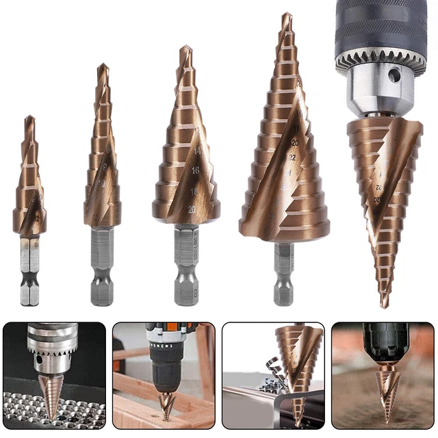 M35 Cobalt Step Drill Bit 4-12/4-20/4-32mm Groove Spiral hex Shank For Hole Open