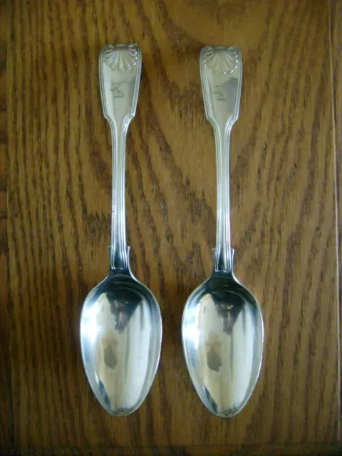 A Large Pair Of Victorian Armstrong ? Crested A1 Silver Plated Serving Spoons