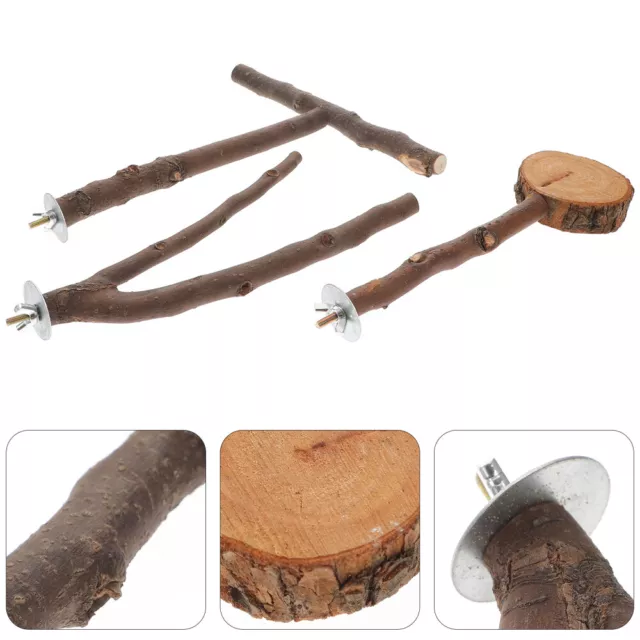 3pcs Natural Grape Stick Bird Perch & Chew Toy for Parrots & Finches