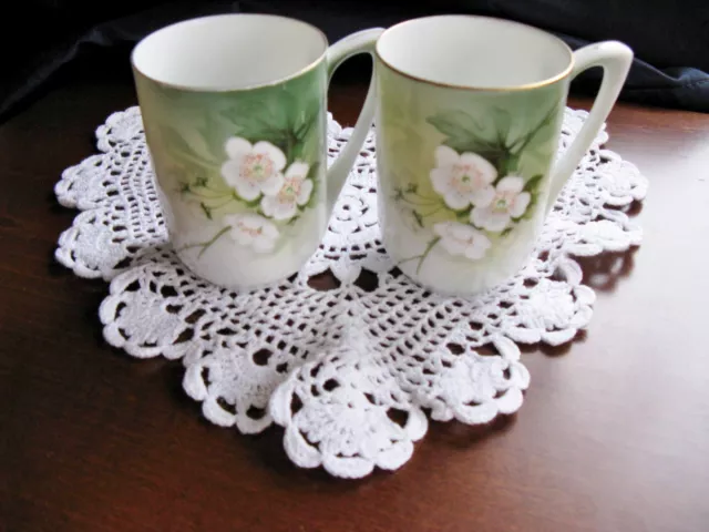 RS GERMANY Pair Chocolate Cups Gold Trim  3" h    Extra NICE  MUST SEE !