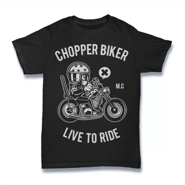 T-Shirt Uomo Biker Vintage Classica Chopper Moto Moto Nero S-3XL
