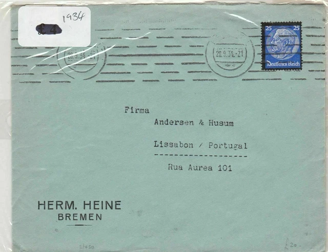 German Postal History Stamps Cover 1934 Ref 8740