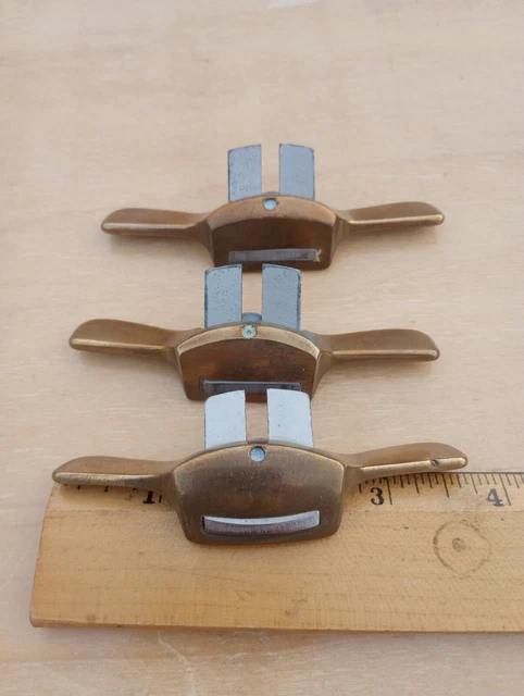 Vintage Small Curved Brass Spoke Shave Draw Knife Plane Detail Knife  Lot Of 3