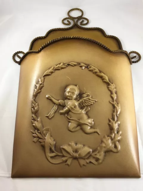 Southern Living at Home Glorious Door Bucket Gold Pressed Metal  Cherub #40663