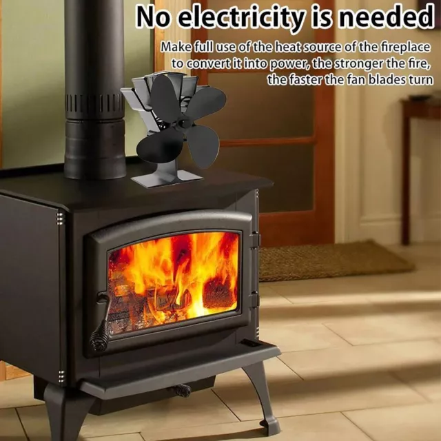 4 Blades Thermal Power Fireplace Fan Wood Stove Fan  Outdoor/Indoor Use