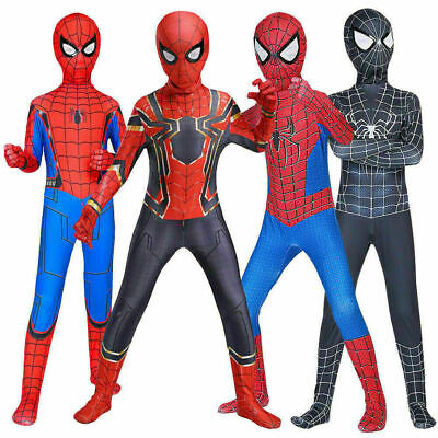 Bambini Ragazzi Tuta Spiderman Super Eroe Fancy Dress Up Cosplay Costume Party UK