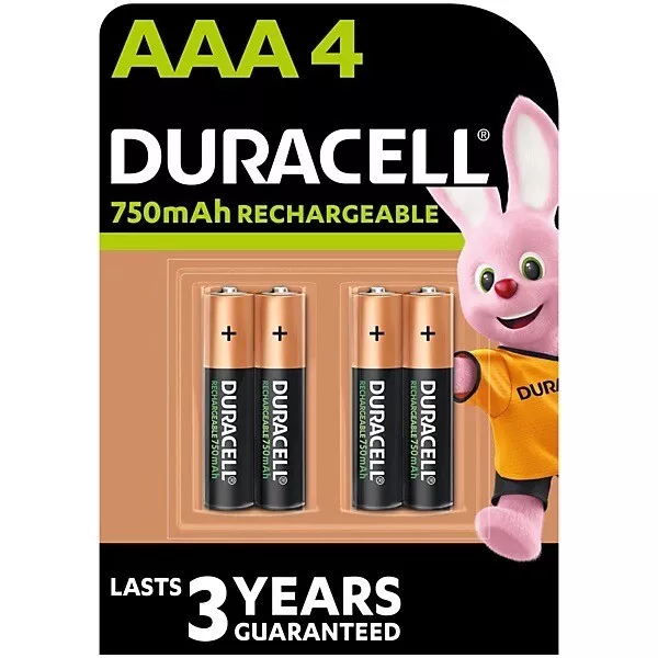 4 Piles Rechargeables Duracell 750mAh AAA / HR03.  LIVRAISON GRATUITE