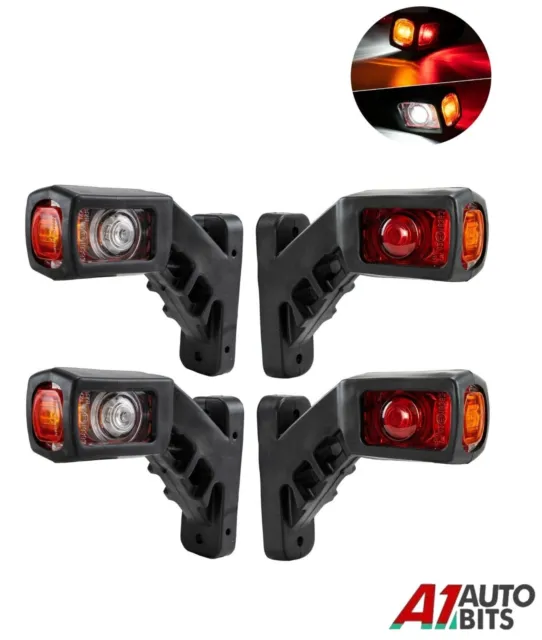 4x Stalk Side Marker Led Lights Lamps White Red Amber 12v Trailer Truck Caravan