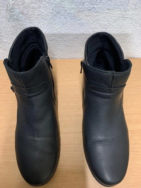 FLY FLOT ITALIAN Comfort Ladies Black Leather Ankle Boots Size UK