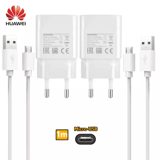 2x 1m Huawei Ladekabel Micro-USB + 2x Netzteil für Y5 Y6 Y9 Honor 5 6 7 8 9 Lite