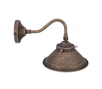 Applique lampada da parete in ottone anticato con campana a cono 16 cm