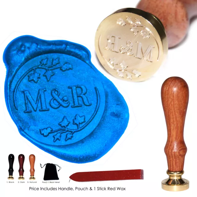 Wax Seal Stamp Ivy Leaf  Personalised with Your Custom Engraved Initials 22mm