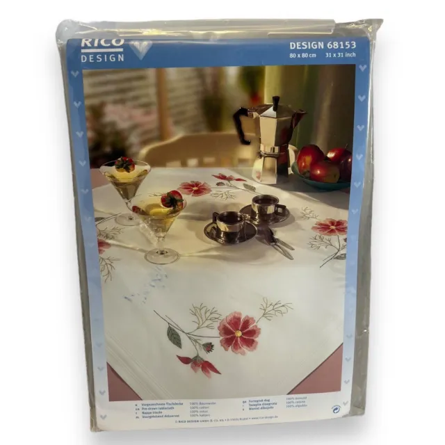Kit de mantel bordado estampado Rico Design flor floral #68153 31x31