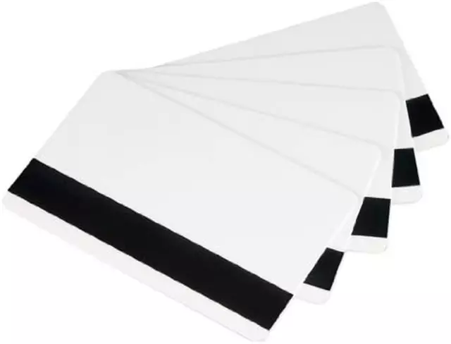 ID Zone Premium White Blank CR80 30 Mil PVC Cards with High Coercivity Mag Strip