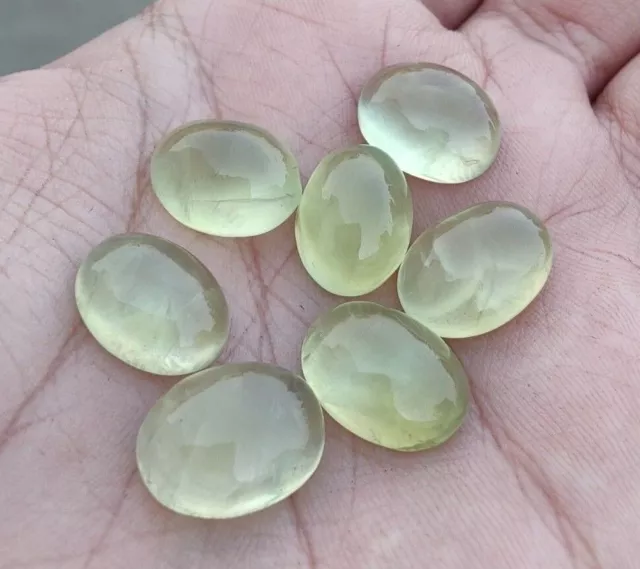 Natural Prehnite Oval Shape Cabochon Flat Back Calibrated Wholesale Gemstones