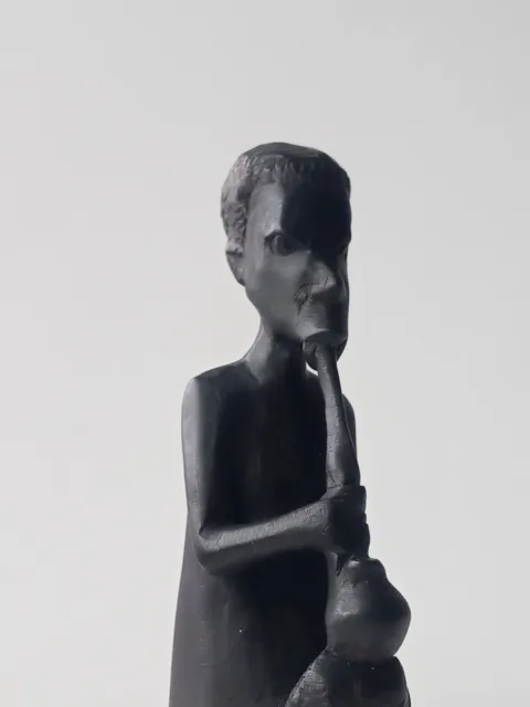Afrikanische Figur mit Pfeife,  Skulptur, Büste, Figur, Deko, Kunst, Ebenholz