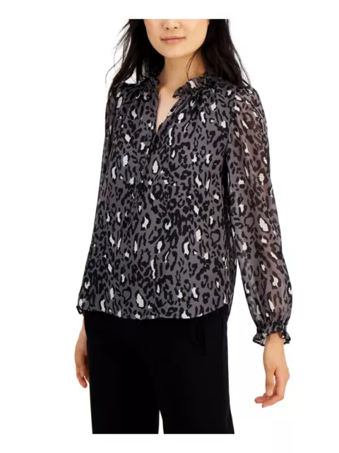 BAR III WOMENS Tie Long Sleeve V Neck Wear To Work Blouse $5.09 - PicClick