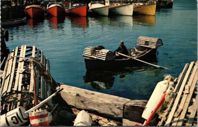 Fisherman Boats Docks Ocean Pier Nova Scotia UNP Vintage Postcard