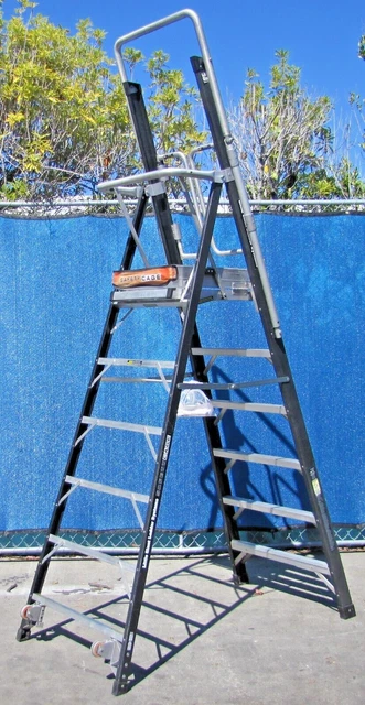 Little Giant 6 ft Safety Cage Ladder System 19606 Platform Stepladder