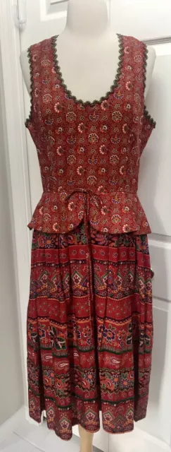 Vintage Howard Wolf SZ 12 Folk Art Heidi Peasant Tiered Peplum Dress Never Worn