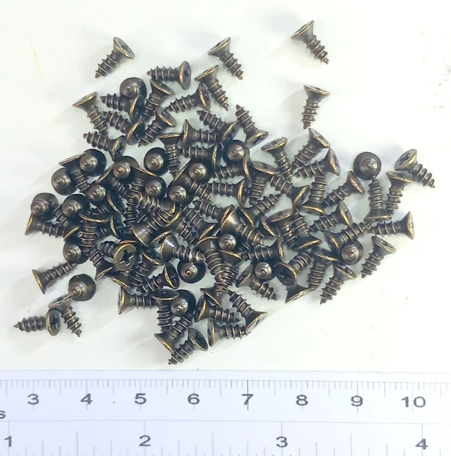 Vis à Bois M3x8 Antique - Lot De 100 - Tête Cruciforme Fraisée - Acier - Neuf