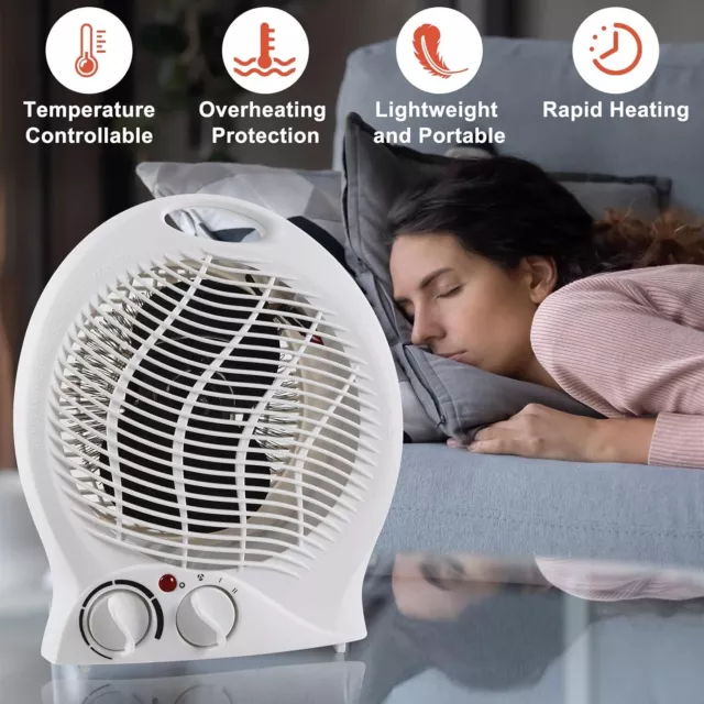 2 in 1 Upright Fan Heater for Home Low Energy Space Heater 2000W Electric Heater