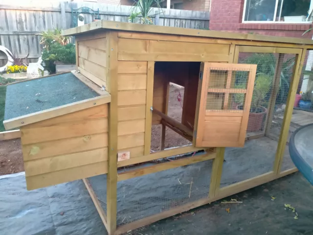 Large wooden Hutch Cage House Run Rabbit Chicken Coop Guinea Pig Ferret Hen