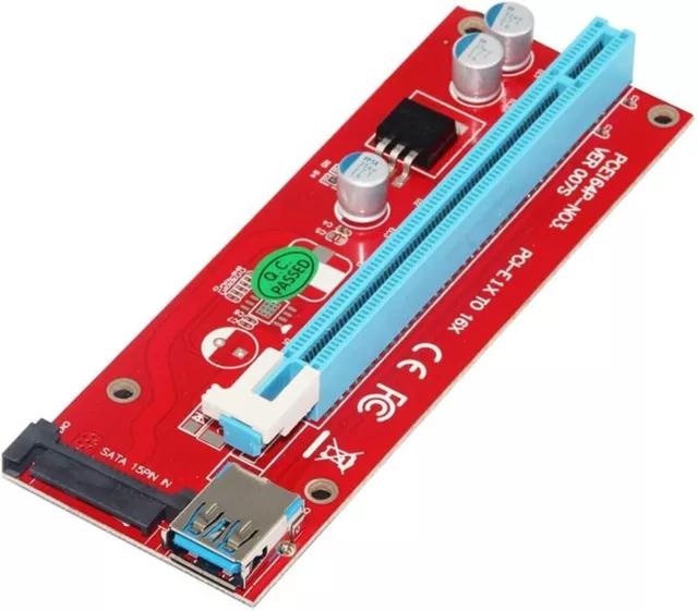 4 Pack 1x to 16x PCIE Riser (15pin /SATA Powered) 60 cm USB 3.0 Mining