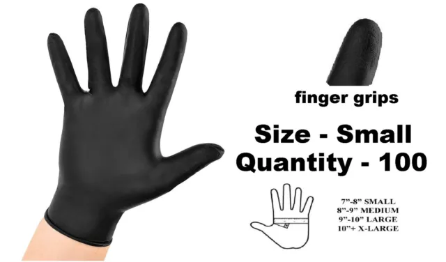 100x SMALL Tough Black Nitrile Powder Free Tattoo Mechanic Disposable Gloves Box
