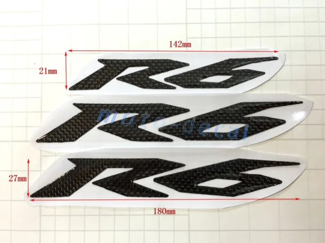 Real Carbon Fiber Raised 3D Emblem Decal For Yamaha YZF-R6 Tank Fairing Stickers