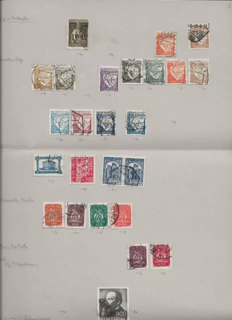 Portugal - Briefmarken-Konvolut auf alten Blättern, dabei auch Europa-Marken 2