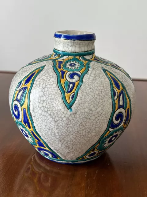 Joli Vase En Faïence  BOCH LA LOUVIÈRE LONGWY Art Déco 1930