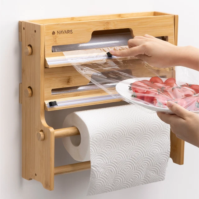Distributeur Aluminium Cuisine Dérouleur Murale 3 En 1 Pour Film Alimentaire, Papier Aluminium Et Sopalin - Blanc - Avec Coupeur Intégré Rangement Et Organisation De Cuisine