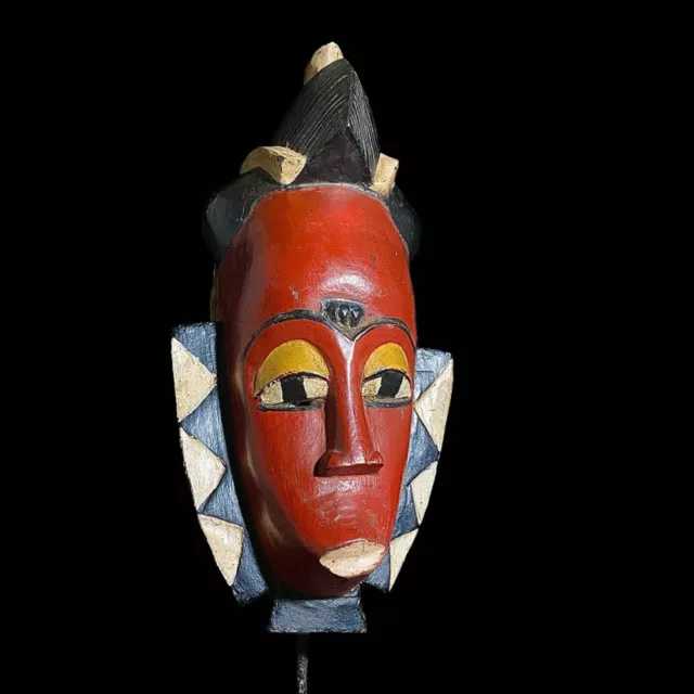 Vintage Hand Carved Wooden Tribal African Art Face Mask African Guro Baule-7924
