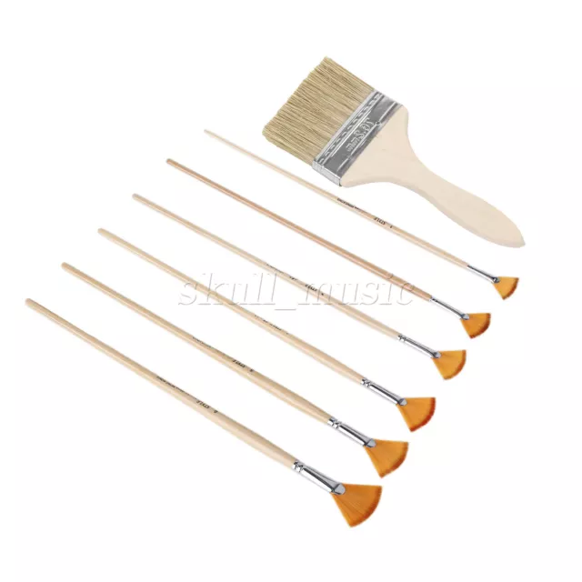 7 Pieces Fan Paint Brushes w/ 3 Inch Wooden Handle Chip Stains Brushes