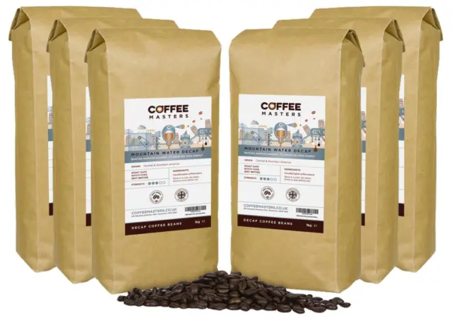 Coffee Masters - Mountain Water Decaffeinated Coffee Beans (6x1kg)