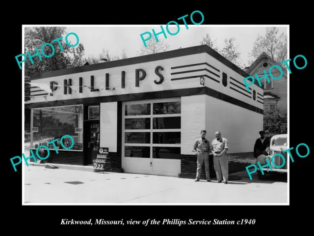 Old Large Historic Photo Of Kirkwood Missouri The Phillips Service Station 1940